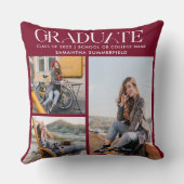 卒業式2024 Photo Collage Burgundy Keepsake クッション (裏面)