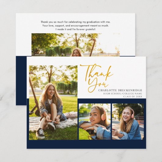 卒業式2024 Photo Collage Graduate Thank You サンキューカード (正面/裏面)