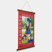卒業式2024 Photo Collage Red Grad Keepsake 吊り下げ型タペストリー (傾斜あり)