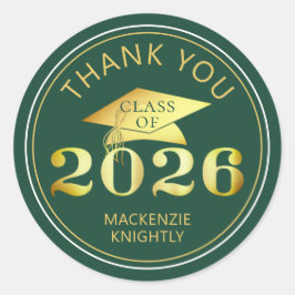 卒業式2025ありがとうグリーンフェイクゴールドフォイル ラウンドシール
