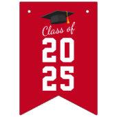 卒業式2025おめでとうグラッドレッドホワイト バンティングフラッグ (第1の旗)