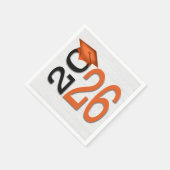 卒業式2025オレンジと黒オンウッド スタンダードカクテルナプキン (角)