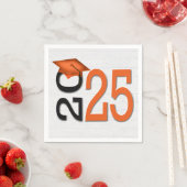 卒業式2025オレンジと黒オンウッド スタンダードカクテルナプキン (インサイチュ)