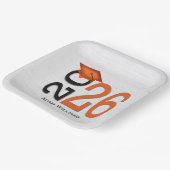 卒業式2025オレンジと黒オンウッド ペーパープレート (傾斜あり)