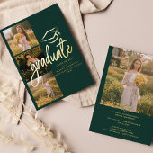 卒業式2025グリーンフォトゴールドフォイル発表 箔招待状