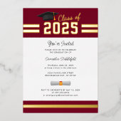 卒業式2025シニアブルガンディグラードパーティー金ゴールド 箔招待状 (正面)