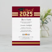 卒業式2025シニアブルガンディグラードパーティー金ゴールド 箔招待状 (立ち正面)