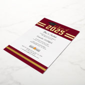 卒業式2025シニアブルガンディグラードパーティー金ゴールド 箔招待状 (回転した状態)