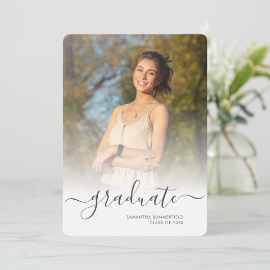 卒業式2025シンプルの2枚の写真グラード 案内状 (スタンド正面)