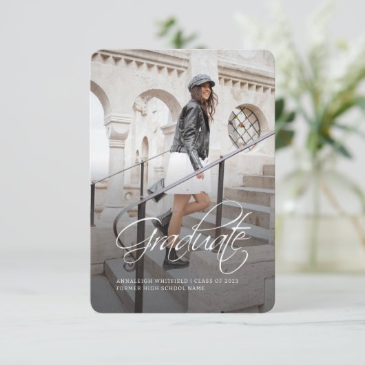 卒業式2025スクリプトグラッドフォト発表 ノートカード (スタンド正面)