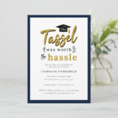 卒業式2025ネイビーブルーフォトグラードパーティー 招待状 (スタンド正面)