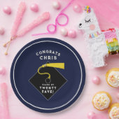 卒業式2025ネイビーブルー ペーパープレート (パーティー)