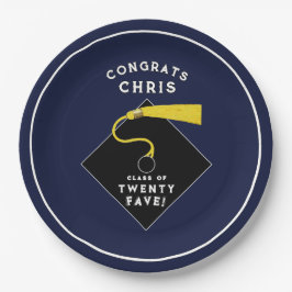 卒業式2025ネイビーブルー ペーパープレート