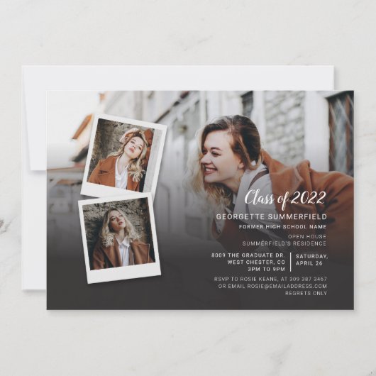 卒業式2025パーティーフォトスクリプト卒業 招待状 (正面)