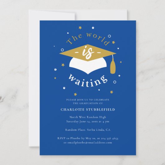 卒業式2025パーティーワールド待ちグラッドフォト 招待状 (正面)