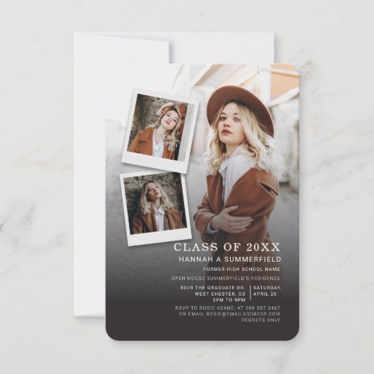 卒業式2025パーティー写真コラージュモダングラード 招待状 (正面)