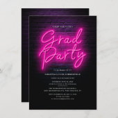 卒業式2025ピンクネオングラードパーティー 招待状 (正面/裏面)