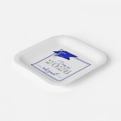 卒業式2025フェイクメタリック王室のブルーシルバー ペーパープレート (傾斜あり)