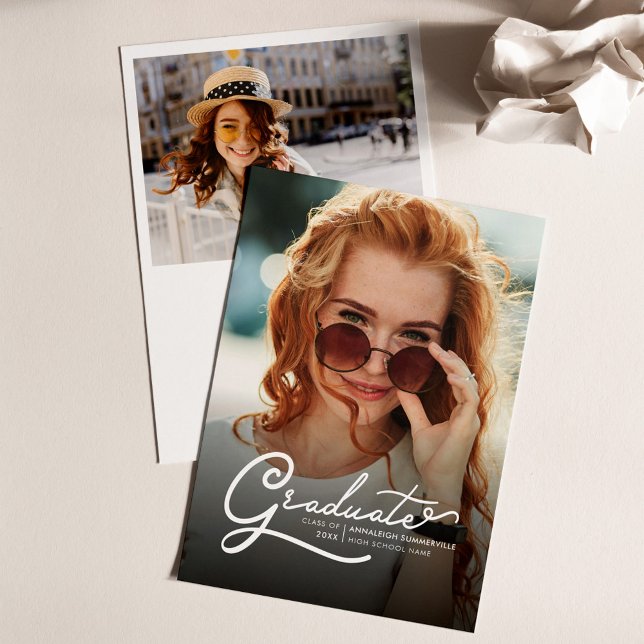 卒業式2025フォトグラードパーティの招待状 (Graduation Modern Grad Photos Modern Announcement)