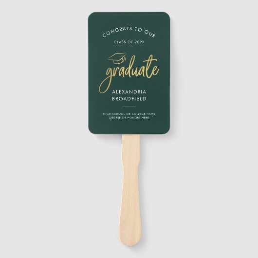 卒業式2025フォトグリーンパーソナライズされたパーティー ハンドファン (正面)