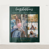 卒業式2025フォトコラージグリーングラモダンード タペストリー (正面)