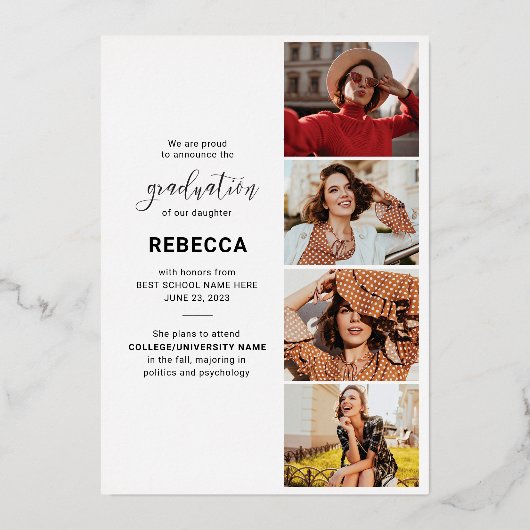 卒業式2025フォトコラージスクリプトの発表 箔招待状 (裏面)