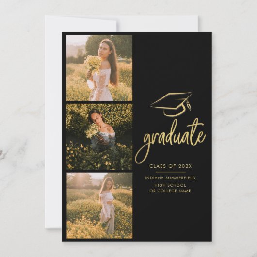 卒業式2025フォトコラージスクリプトグラード 案内状 (正面)