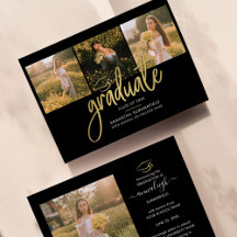 卒業式2025フォトコラージスクリプトブラック金ゴールド