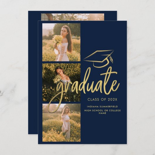 卒業式2025フォトコラージスクリプト 案内状 (正面/裏面)