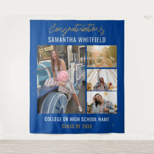 卒業式2025フォトコラージブルーグラードフォトブース タペストリー