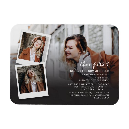 卒業式2025フォトコラージュパーティの招待状 マグネット (横)