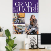 卒業式2025フォトコラージュ紫の卒業生 ポスター (ホームオフィス)