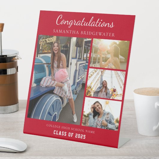 卒業式2025フォトコラージュ赤カスタム卒業 台座サイン (インサイチュ)