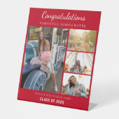 卒業式2025フォトコラージュ赤カスタム卒業 台座サイン (正面)