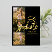 卒業式2025フォトゴールドフォイル発表 箔招待状 (立ち正面)