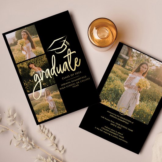 卒業式2025フォトゴールドフォイル発表 箔招待状