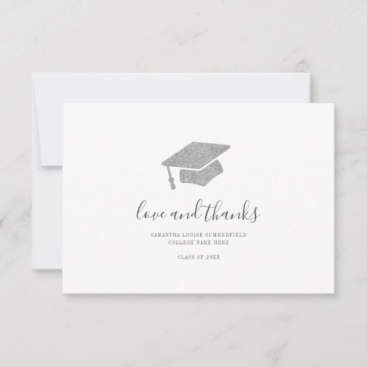 卒業式2025フォトシルバーグラードキャップスクリプト サンキューカード (正面)