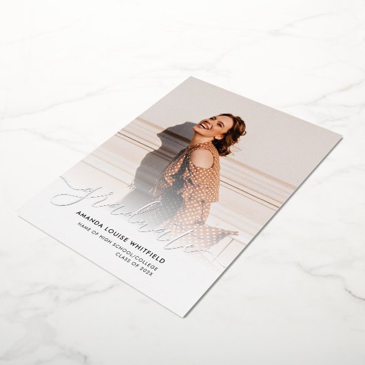 卒業式2025フォトシルバーフォイル発表 箔招待状 (回転した状態)