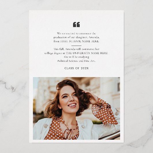 卒業式2025フォトシルバーフォイル発表 箔招待状 (裏面)