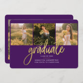 卒業式2025フォトスクリプトパープルグラードパーティー 案内状 (正面/裏面)