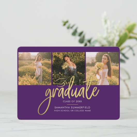 卒業式2025フォトスクリプトパープルグラードパーティー 案内状 (スタンド正面)