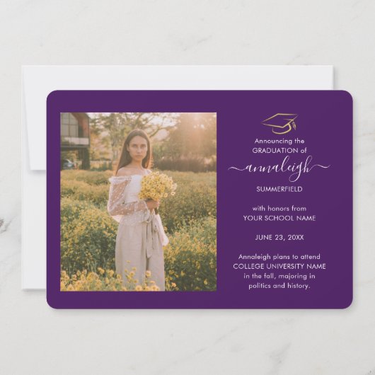 卒業式2025フォトスクリプトパープルグラードパーティー 案内状 (裏面)