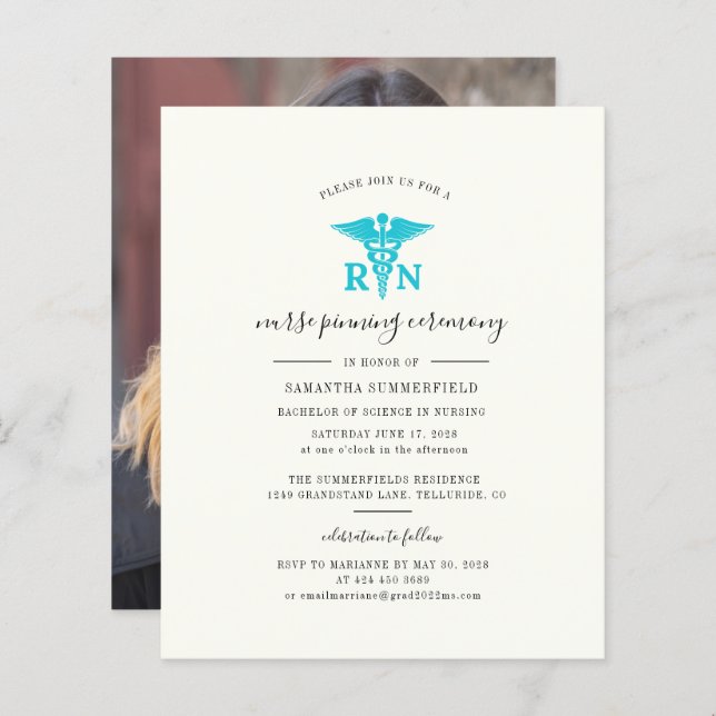 卒業式2025フォトナースピン留め招待状 (正面/裏面)