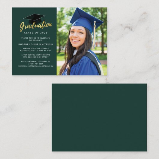 卒業式2025フォトミニパーティの招待状 エンクロージャーカード (正面/裏面)