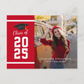 卒業式2025フォトレッドホワイトグラード 案内ポストカード (正面)