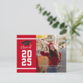 卒業式2025フォトレッドホワイトグラード 案内ポストカード (スタンド正面)