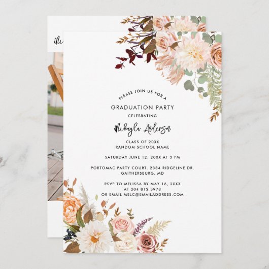 卒業式2025フローラ卒業フォトパーティー 招待状 (正面/裏面)