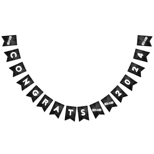 卒業式2025ブラックレザーと卒業証書 バンティングフラッグ (全)