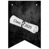 卒業式2025ブラックレザーと卒業証書 バンティングフラッグ (第1の旗)