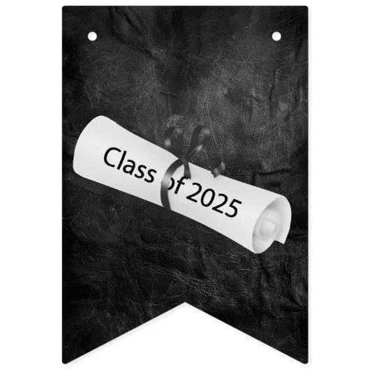 卒業式2025ブラックレザーと卒業証書 バンティングフラッグ (第1の旗)